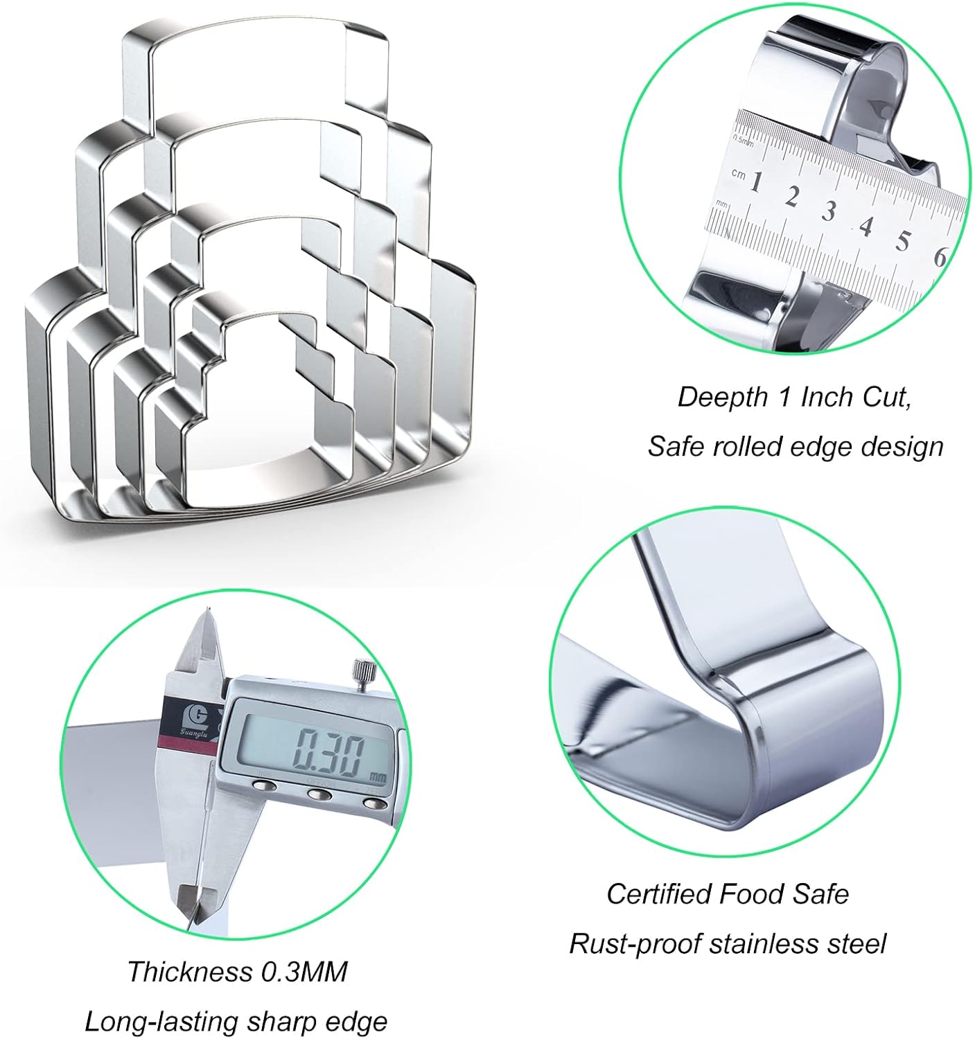 Wedding Cake Cookie Cutter Set - 4 Piece Assorted Sizes (5", 4", 3", 2") - Stainless Steel