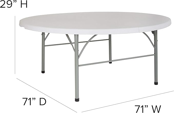 Flash Furniture Stonewall 6' Round Plastic Folding Event Table - Image 3
