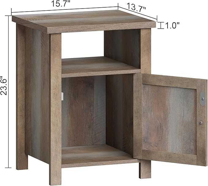 ChooChoo Farmhouse Nightstands Set of 2, Rustic Vintage End Side Table - Image 2