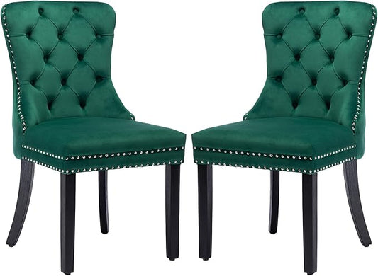 KCC Velvet Dining Chairs Set of 2, Upholstered High-end Tufted Dining Room Chair by KCC