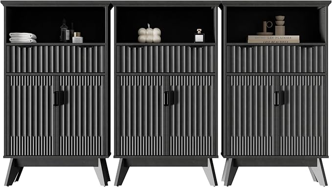 Fatmok Buffet Cabinet with Storage Set od 3, Wood Buffet Sideboard Console Table by Fatmok