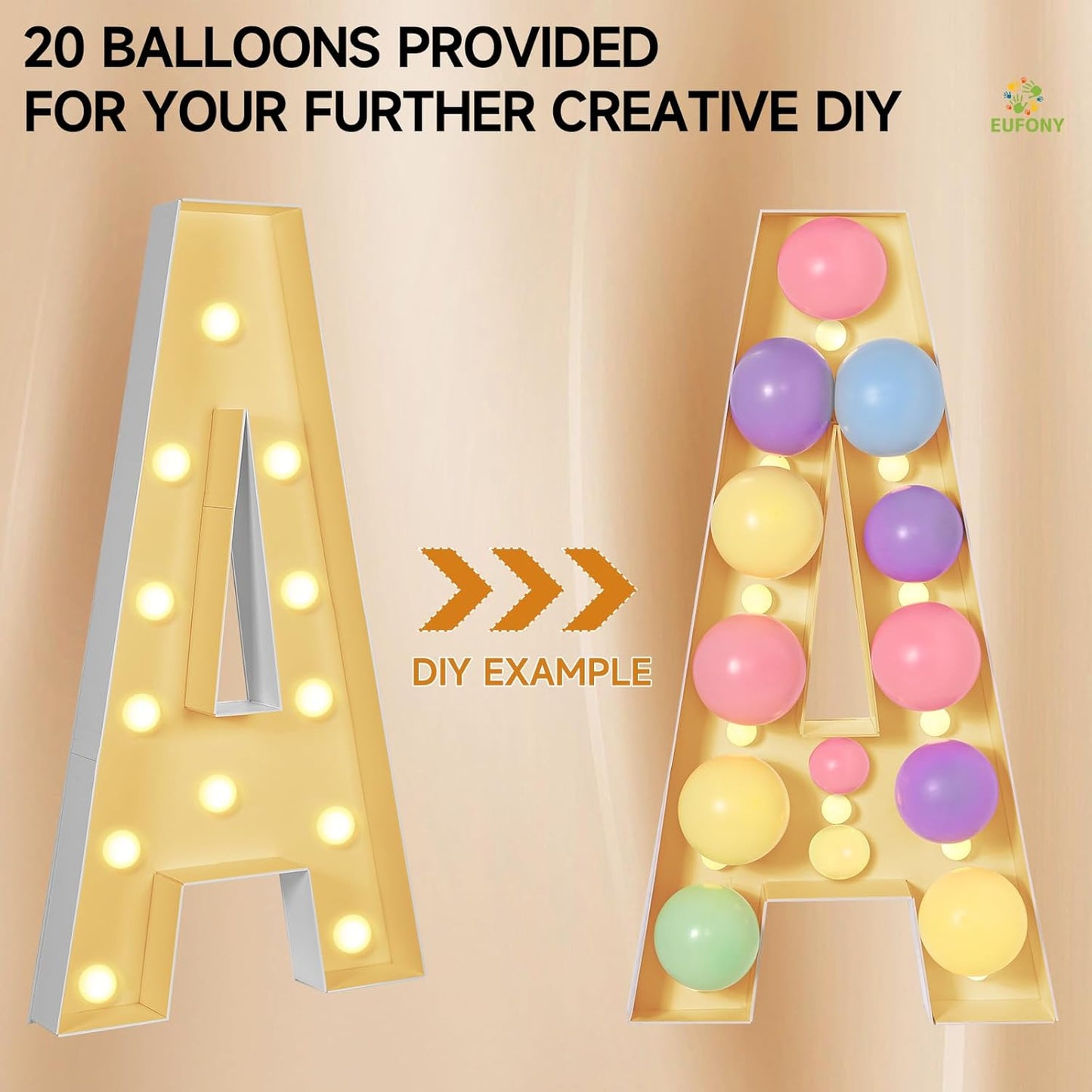 eufony Marquee Letters 4 Feet Tall, 4 FT Marquee Light Up Letters, Giant Light Up Letters 4FT for Birthday Party Baby Shower Gender Reveal Graduation Decorations, Letter Q with LED Lights DIY Kit