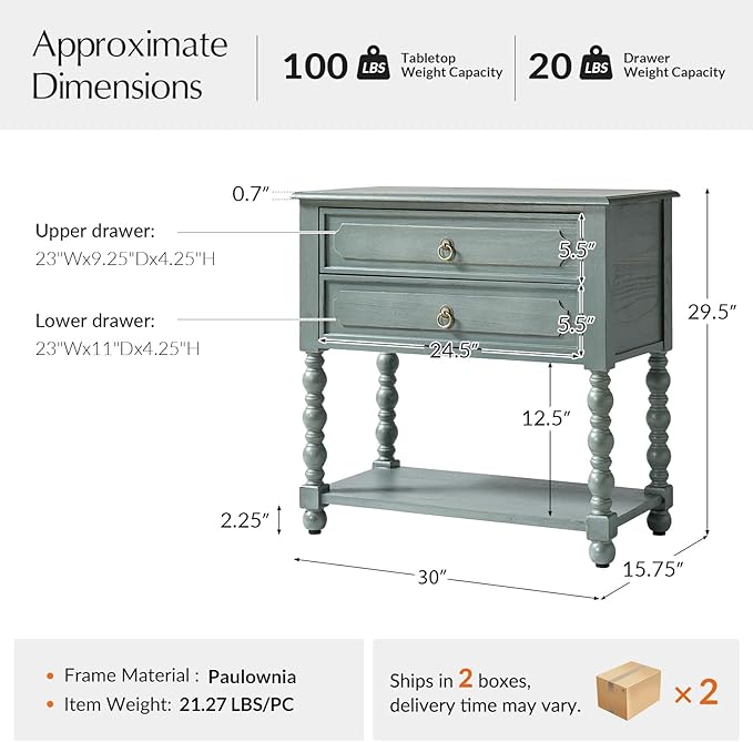 HULALA HOME Farmhouse Storage End Table Set of 2 - Image 2