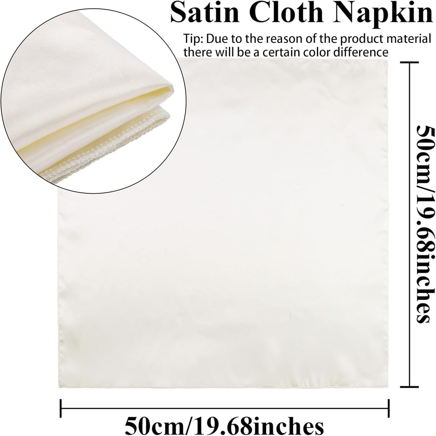 Aneco 12 Pieces Satin Napkin Square 20 x 20 Inches Dinner Napkins Weddings Party Napkin Soft Table Napkins for Romantic Weddings Party Dinner Decoration (Ivory)