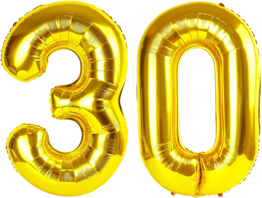 Gold 40 Inch 30 Number Balloons, Balloon Decorations for 30 Birthday, Foil Giant 30 Birthday Graduations Anniversary Party