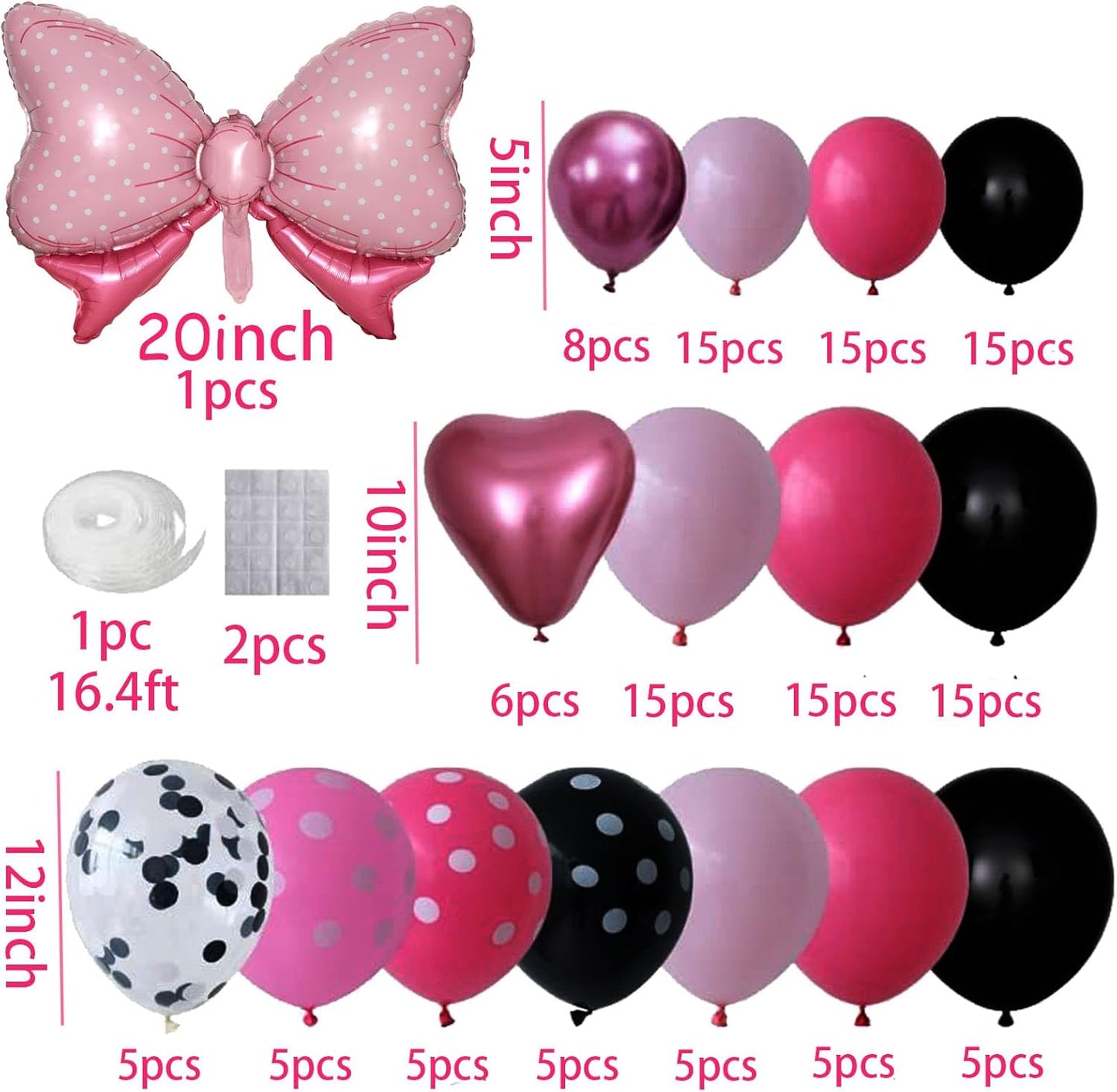 36 Inches Bow Foil Balloon Huge Bowtie Pink Balloon for Baby Shower, Wedding, Kids Theme Party Decoration (Pink 5)