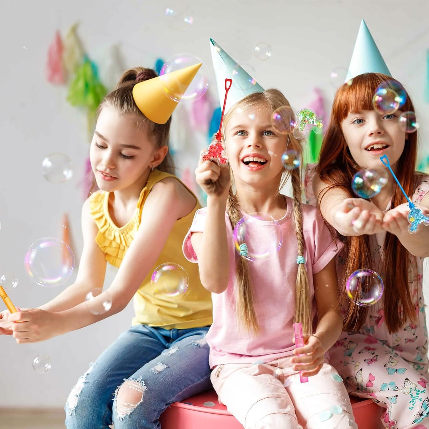 AFZMON 24 Glitter Mouse Ear Bubble Wands for Kids, Mouse Party Favors Mini Bubbles Birthday Gift Toy Goodie Bag Stuffers Classroom Prizes Wedding Party Supplies