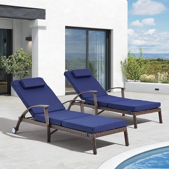 Outdoor Chaise Lounge Chairs Set of 2 - Image 2