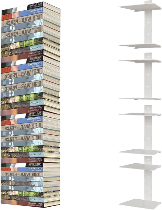 Invisible Floating Bookshelves 6 Tier, Heavy Duty Metal Book Organizer by liberty