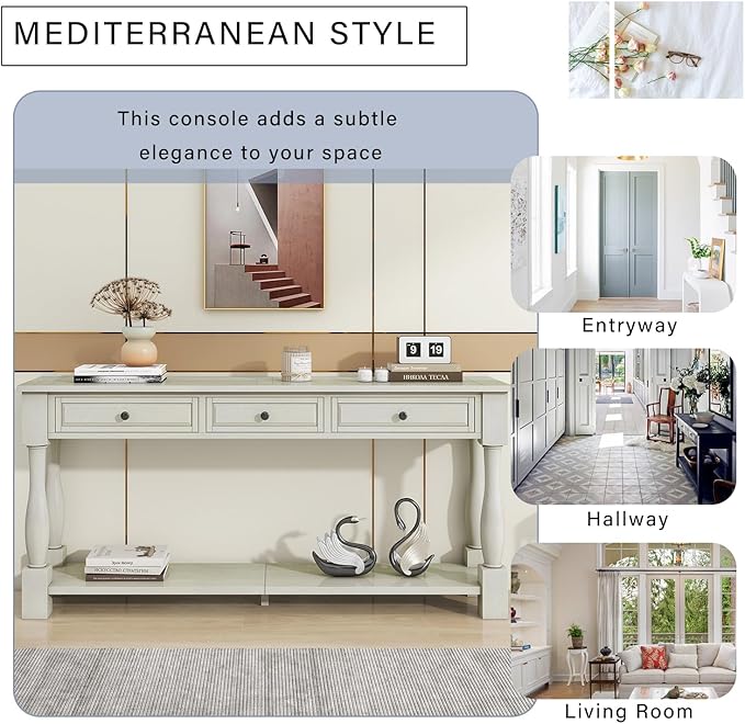 Knocbel 64 Inch Long Antique Entry Console Table - Image 9