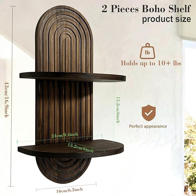 Boho Shelves Bohemian Decorative Wall Shelves Boho Chic Wall Decor - Image 2