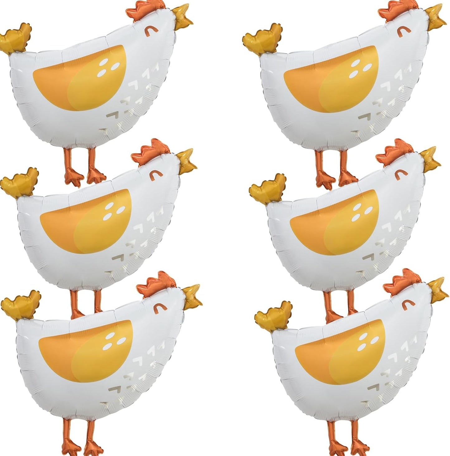 6pcs Chicken foil balloons,Aluminum chick mylar balloons, farm hen foil balloon for kids birthday baby shower farm animal party decortation.