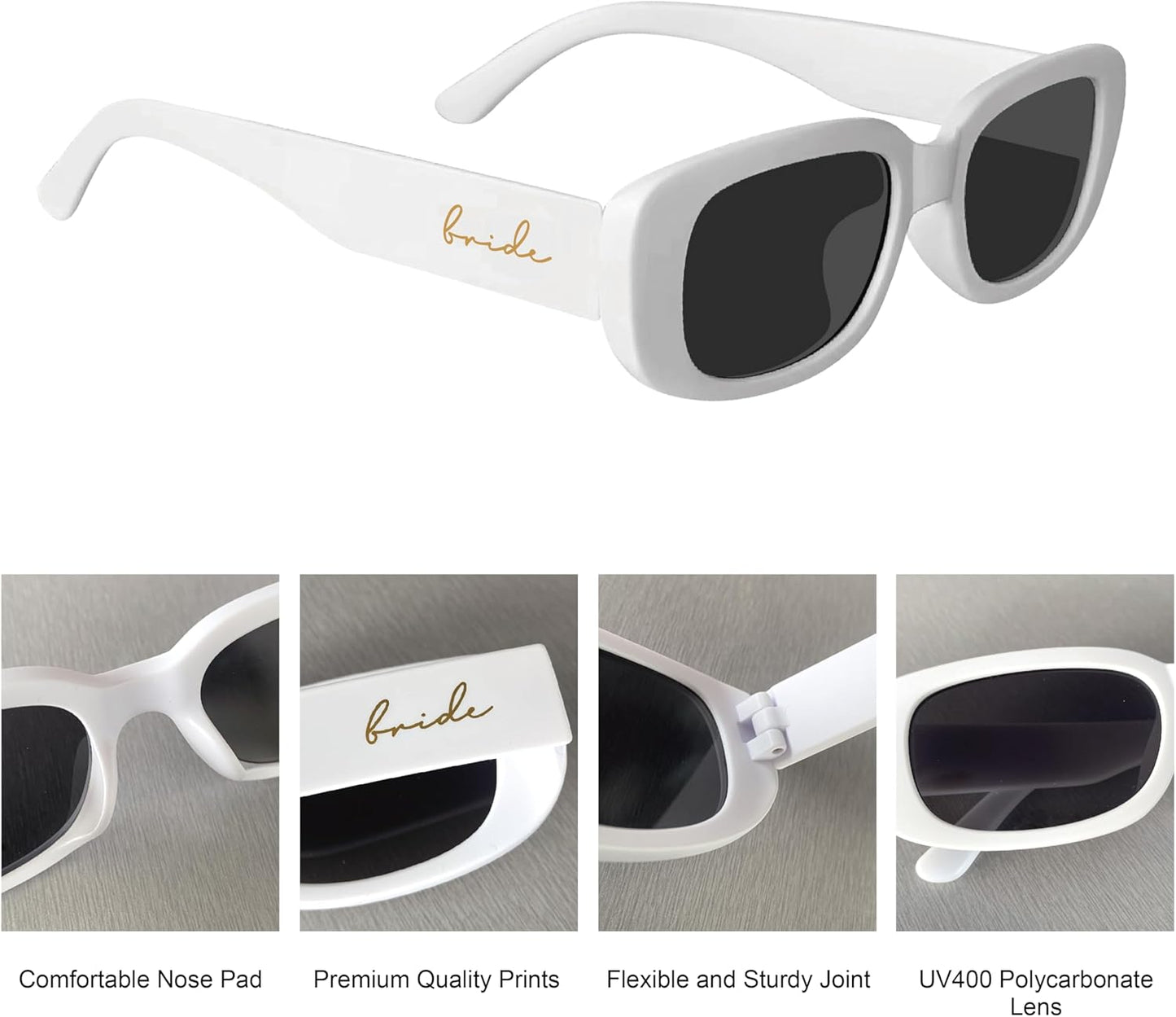 Bride's Babes Bachelorette Sunglasses, Bridesmaid Sunglasses,10 Pack Rectangle Team Bride glasses for Bachelorette Party