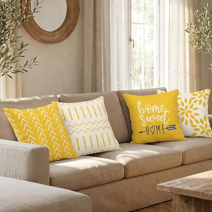YCOLL Pillow Covers 22x22 Set of 4, Modern Sofa Throw Pillow Cover, Decorative - Image 4
