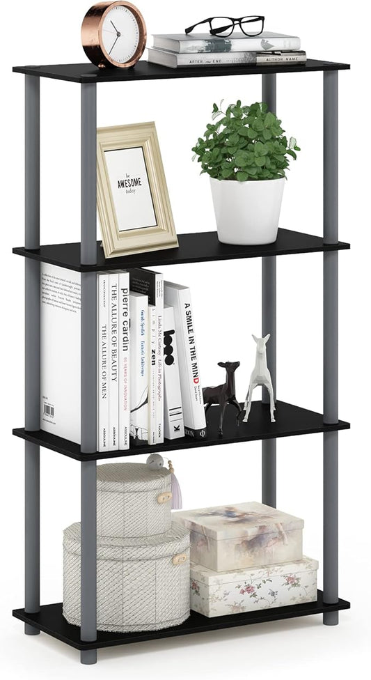Furinno TURN-N-TUBE Storage Shelves, 4-Tier Toolless Book Shelf, Corner Shelf by Furinno-FitsYourSpaceFitsYourBudget
