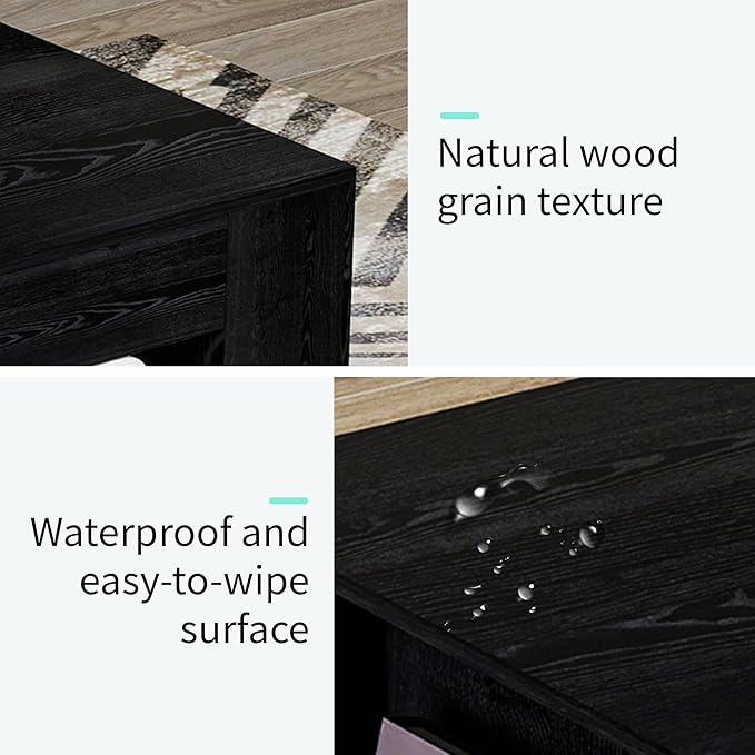 35" Wood Coffee Table for Living Room, Sides Storage - Image 3