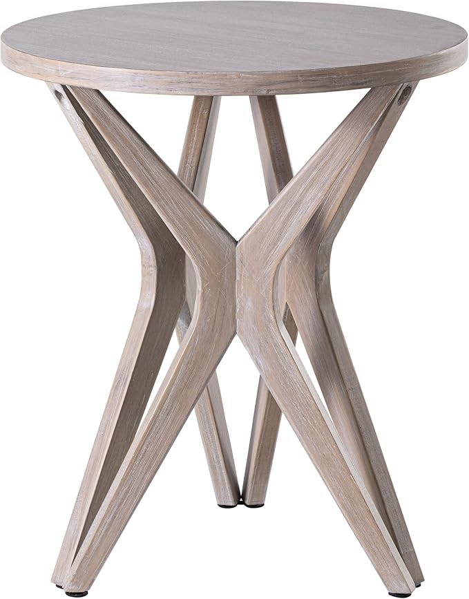 Pedestal Farmhouse End Table, Distressed Top - Image 7
