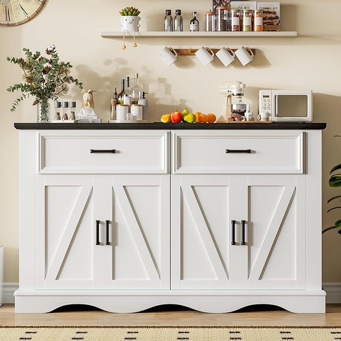 56" Modern Farmhouse Sideboard Buffet Cabinet - Image 7