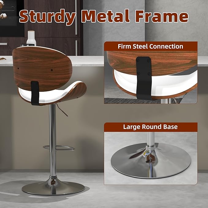 civama Bar Stools Set of 4 for Kitchen Counter, Adjustable Bar Height Chairs - Image 6
