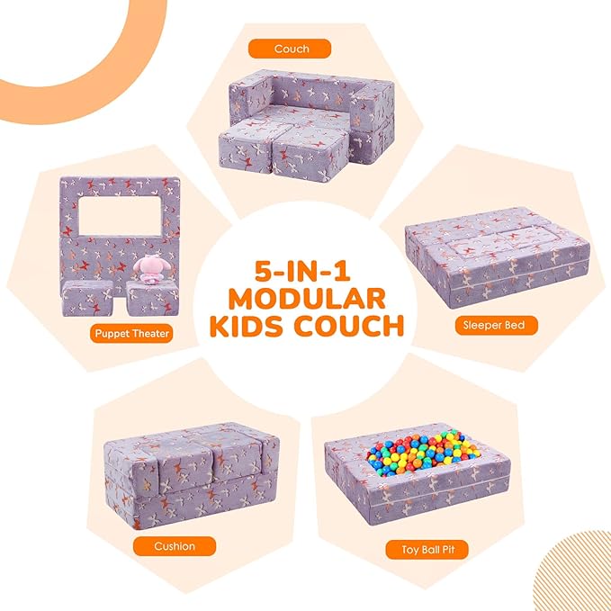 MeMoreCool Kids Modular Couch – Glow-in-the-Dark Butterfly Foam Sofa Bed - Image 4