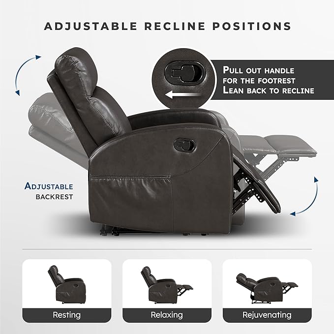 Lexicon Manual Reclining Loveseat, Faux Leather Loveseat Recliner, Wall Hugger - Image 4