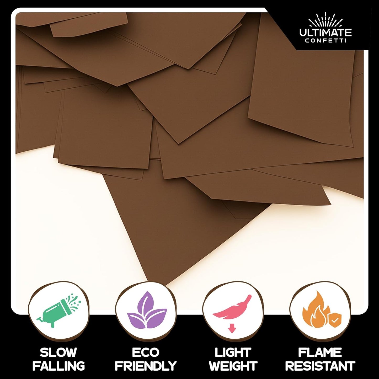 Ultimate Confetti, Brown Biodegradable Confetti - Rectangular Flame-Resistant Tissue Paper Confetti for Cannon and Launcher use – Best for Gender Reveal, Parties, and Concerts - 20 lb, 320 oz