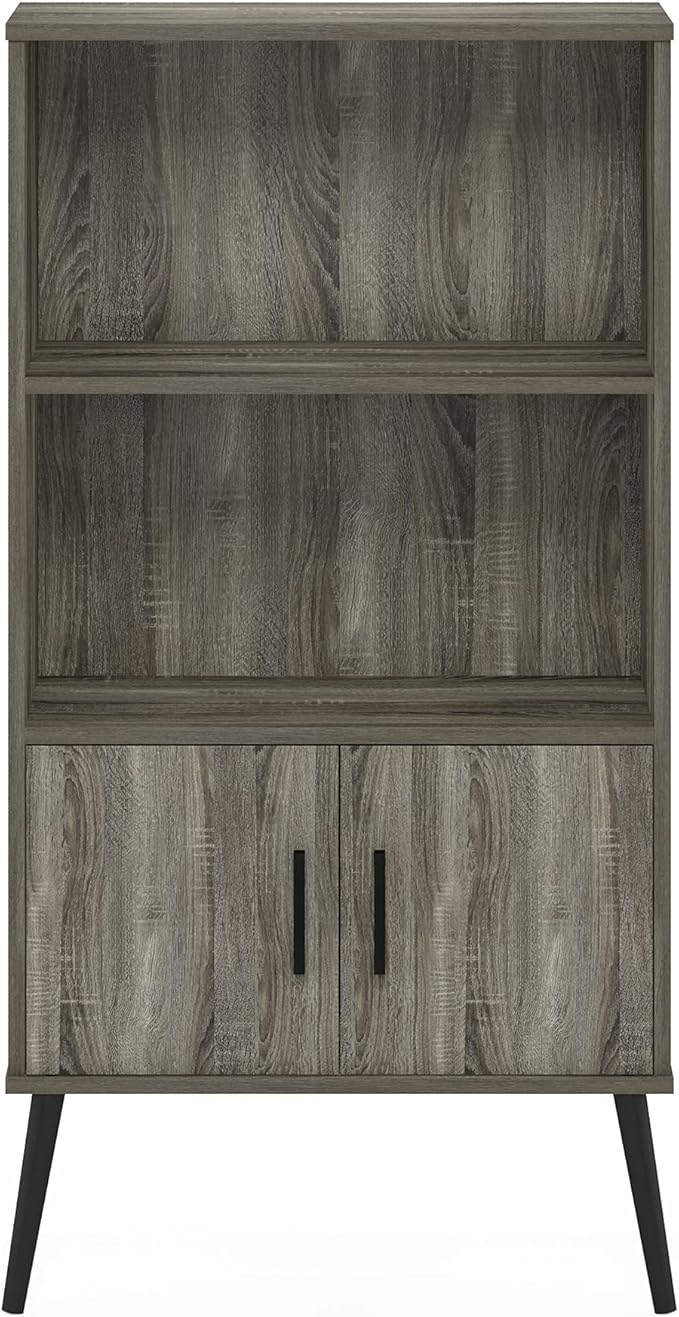 Furinno Claude Mid Century Style Accent Wooden Leg Bookcase Cabinet - Image 6