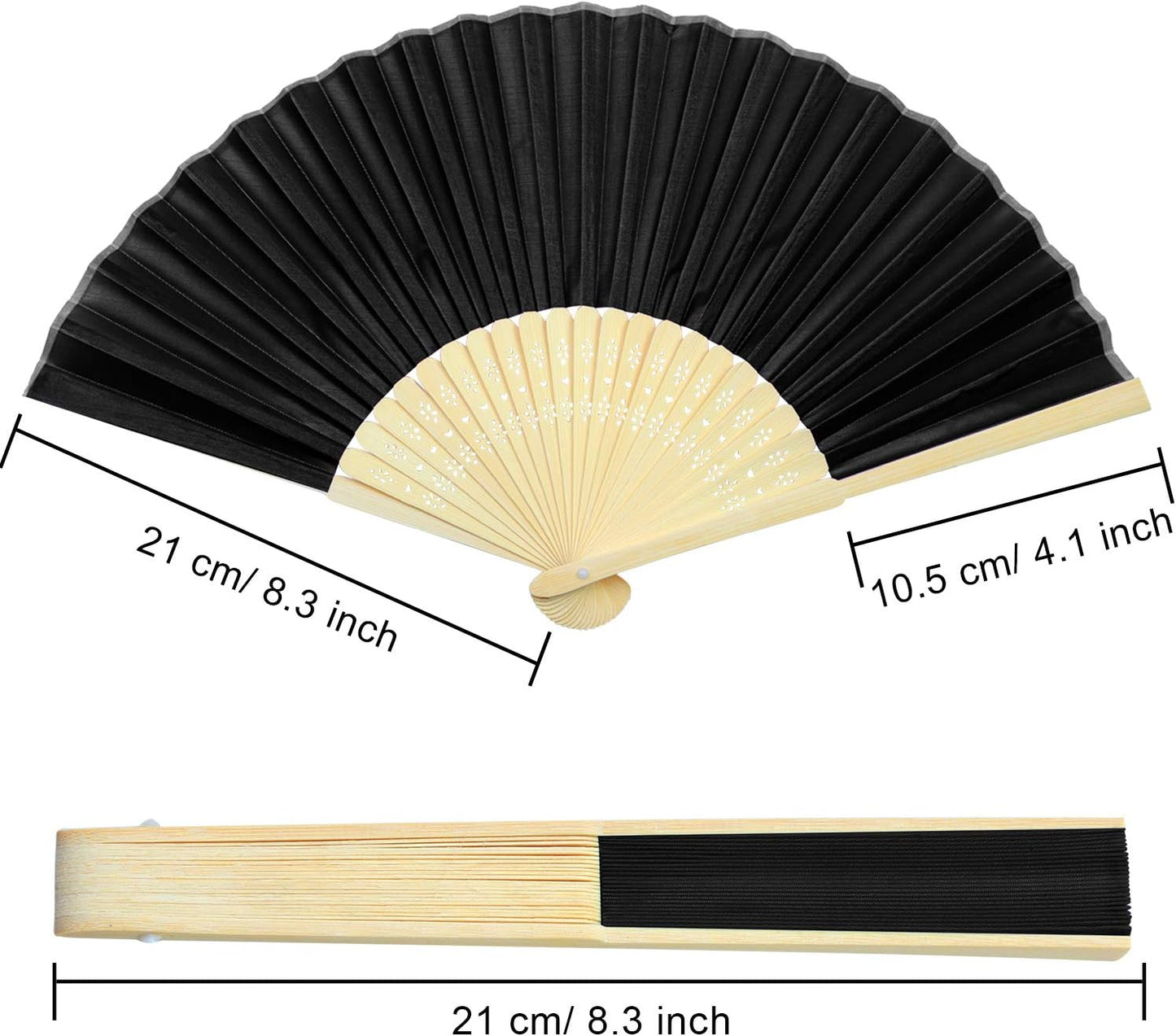Aneco 18 Piece Black Handheld Fans - Bamboo Folding Fans for Wedding Decoration, Church Wedding Gifts, Party Favors, DIY Decoration