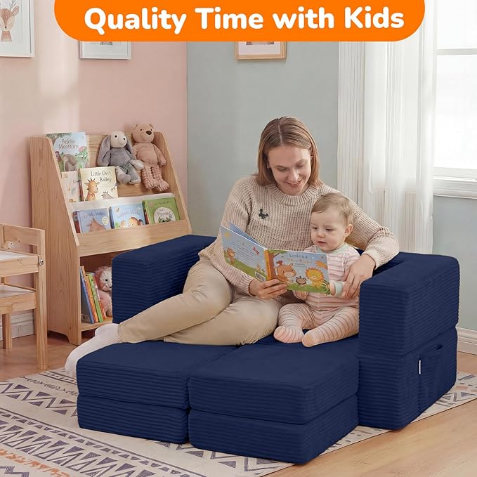 MeMoreCool Modular Kids Couch, Corduroy Play Toddler Couch - Image 6