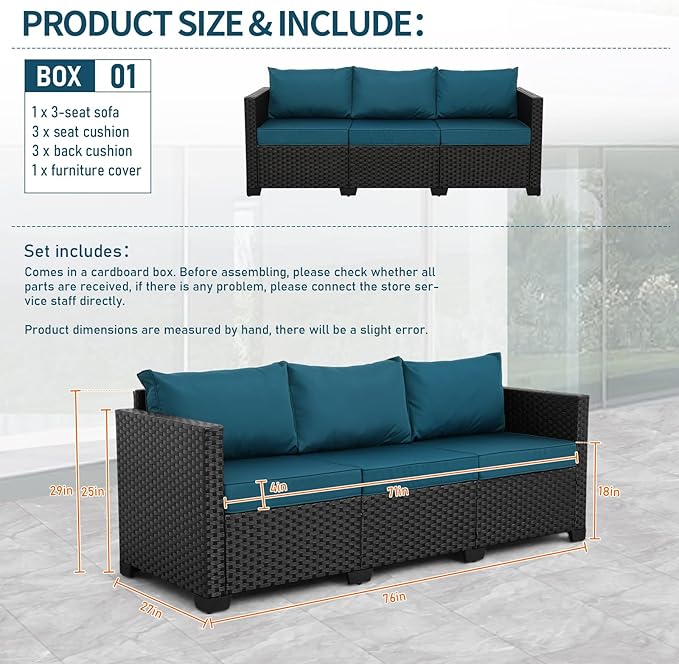 Rattan Star Outdoor Furniture Couch 3 Seater Sofa Outdoor Wicker Sofa Deep Seat - Image 3