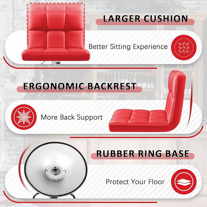 Homall Bar Stools Modern PU Leather Adjustable Swivel Barstools, Armless - Image 6