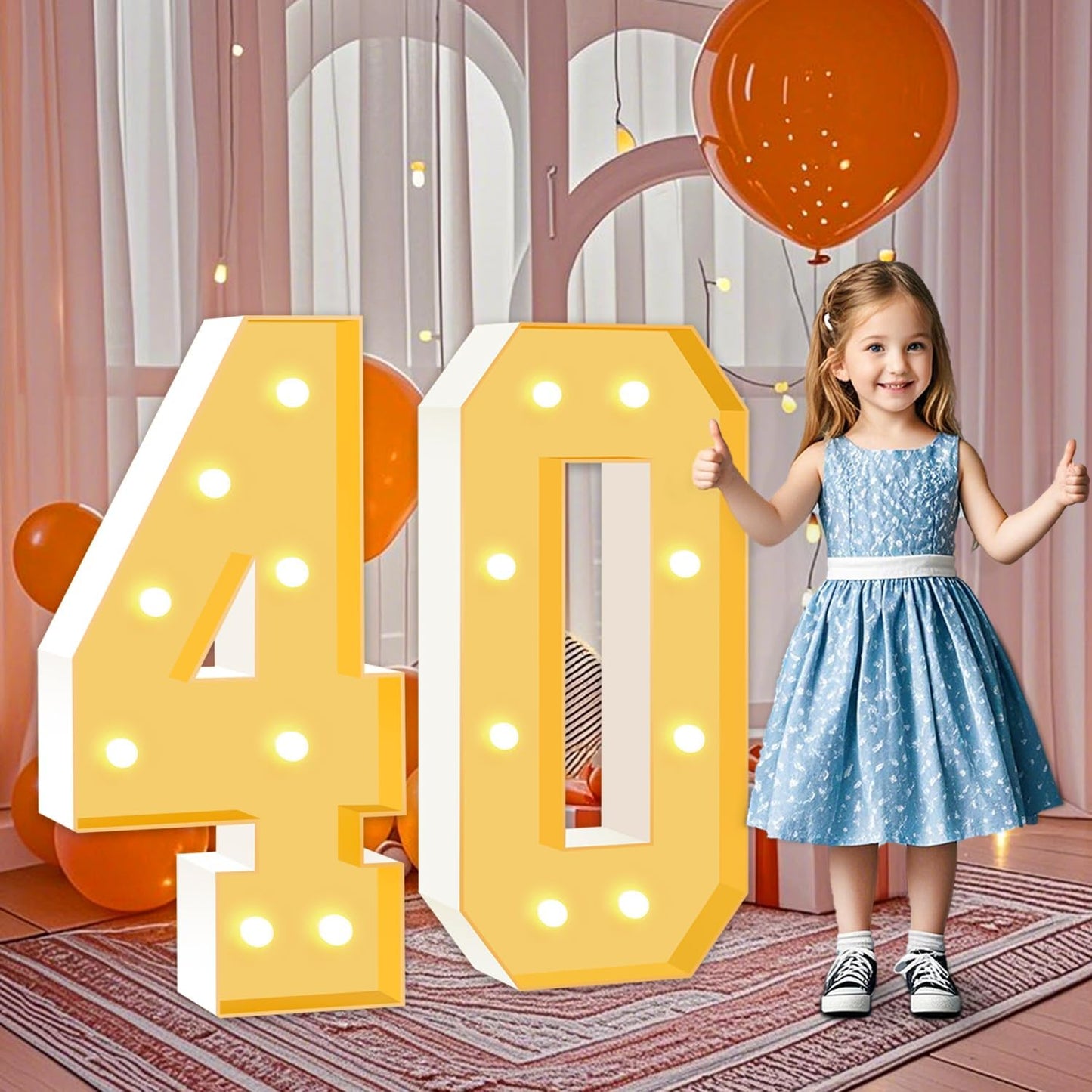 3FT Marquee Numbers 40, Large Light Up Numbers 40th Birthday Decorations for Her Him, Cardboard Numbers for Women Men Anniversary Party Decor Backdrop, DIY Foam Board Mosaic Number Sign