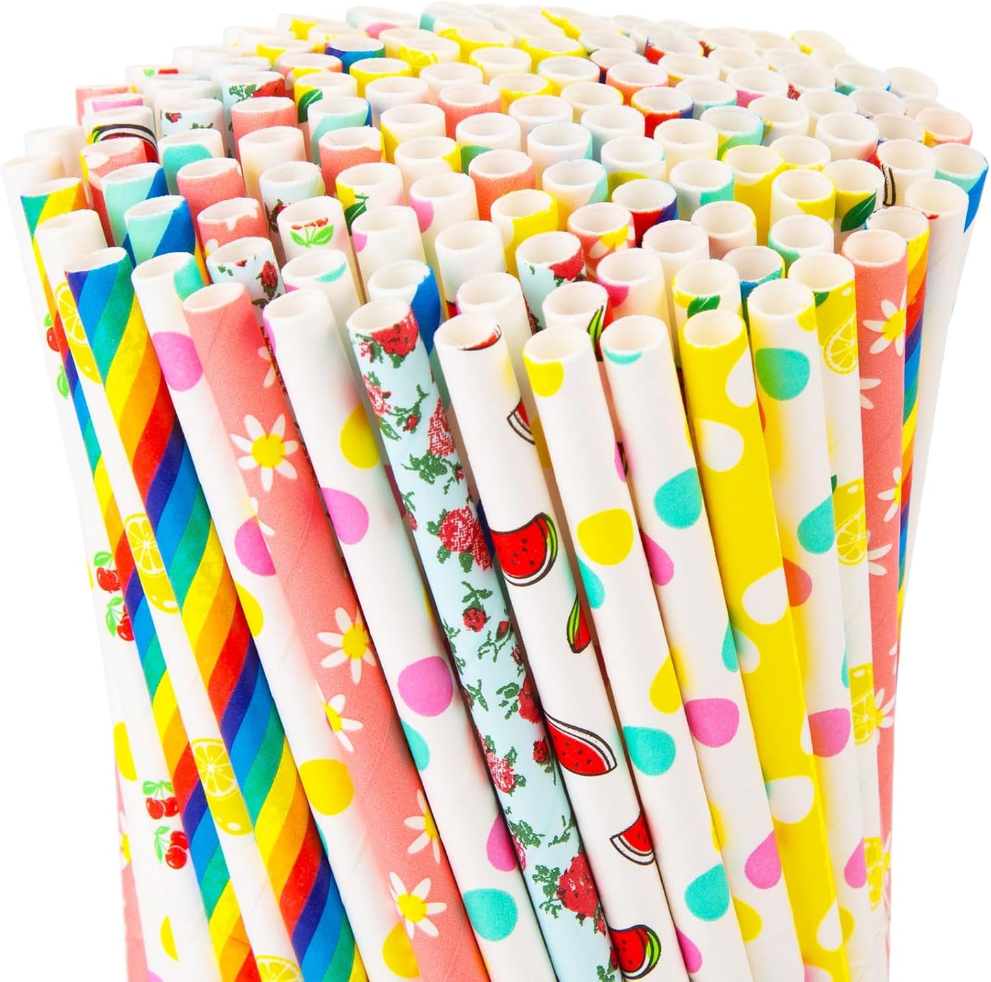 HAKACC 180PCS Paper Straws for Drinking, 9 Different Patterns Party Straws Disposable Drinking Straws for Birthday Wedding Holiday DIY Decorations
