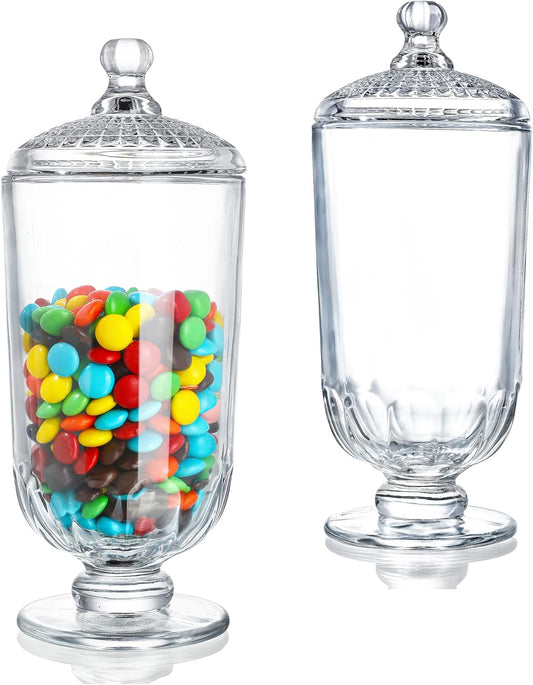2 Pack 24oz Clear Glass Candy Jars with Lids Glass Decorative Storage Jar for Candy Buffet, Wedding Favors, Baby Shower, Party Decor, DIY Crafts