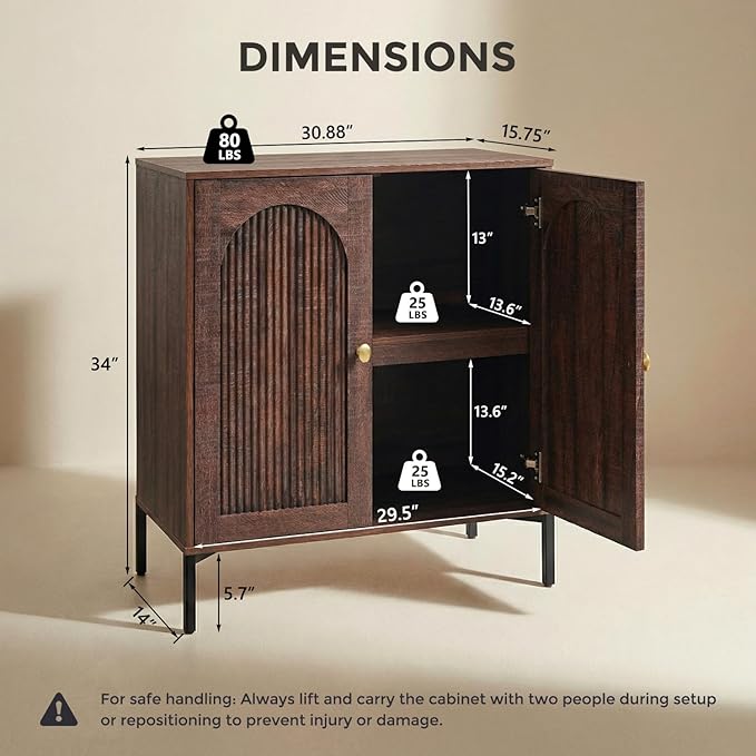IFBUY Modern Sideboard Buffet Cabinet, Wooden Modular Coffee Bar Cabinets - Image 2