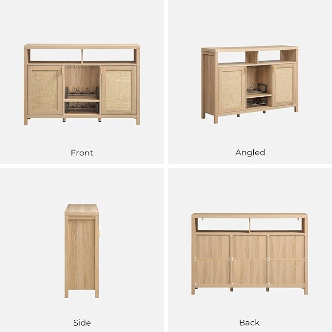 SICOTAS Rattan Coffee Bar Cabinet, Farmhouse Liquor Cabinet - Image 9