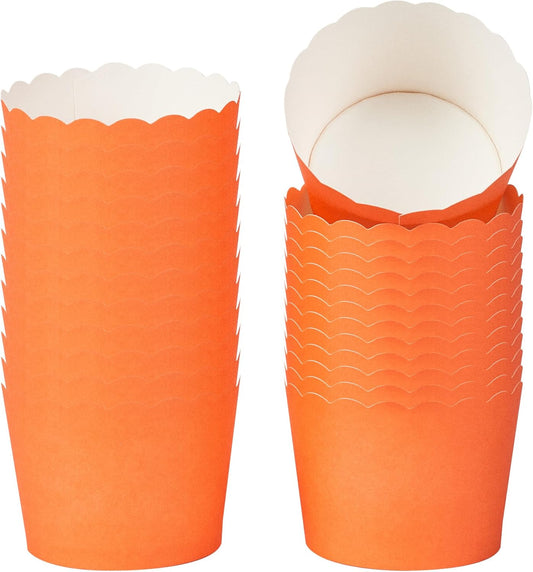 Panificio 3 Ounce Cupcake Wrappers, 200 Scalloped Baking Cups - Oven-Ready, Greaseproof, Orange Paper Cupcake Liners, Disposable, For Birthdays, Baby Showers, Or Weddings - Restaurantware
