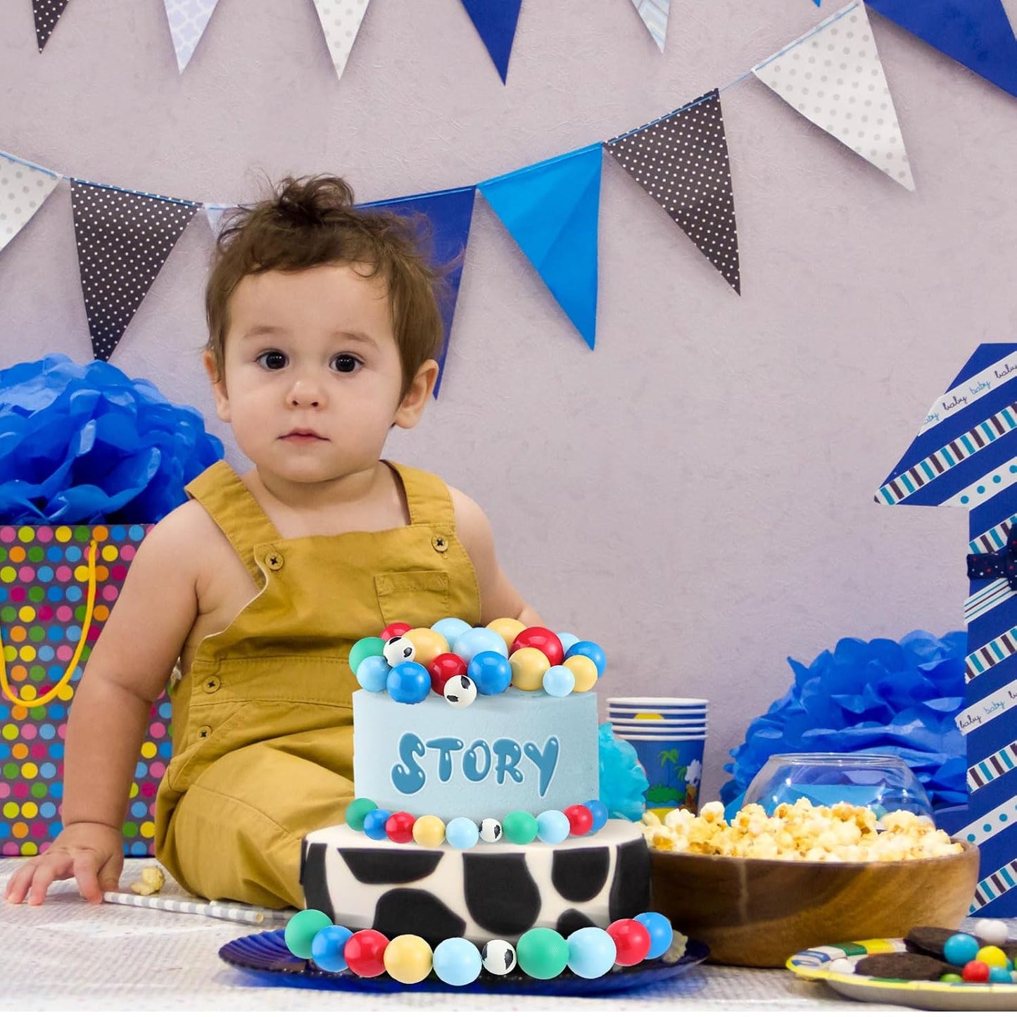 108 Pcs Balls Cake Topper DIY Cupcake Insert Foam Balloons for Cake Baking Wedding Anniversary Birthday Decoration(Green,Blue,Yellow,Red,Cow Color,Multi Sizes)