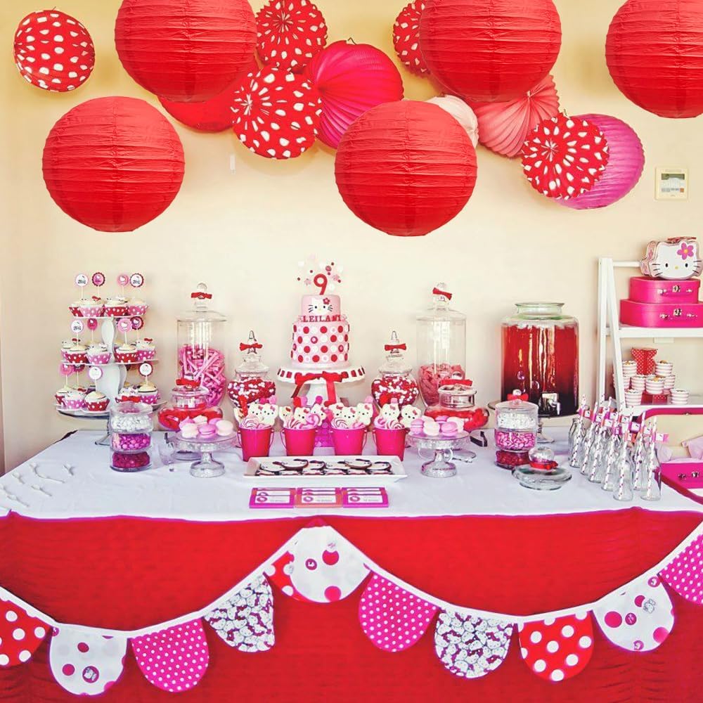 BEISHIDA 12-Inch Red Round Paper Lanterns Decorative Hanging Asia Chinese Japanese Paper Lanterns Lamp for Birthday Wedding Baby Bridal Shower Christmas Home Decor Party Decoration（6 Packs）