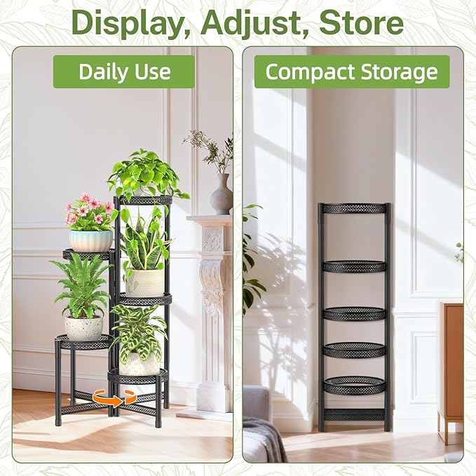 iDavosic.ly Plant Stand Indoor Outdoor, 5 Tier Corner Metal Flower Display - Image 9