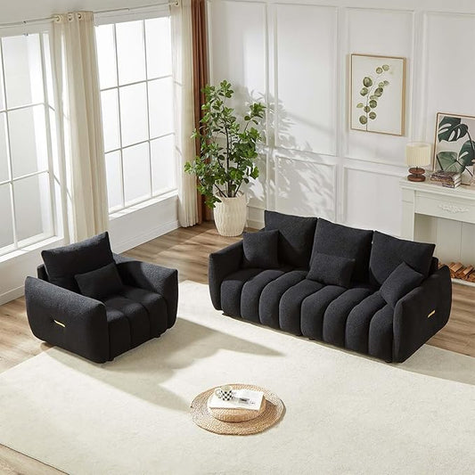 Antetek Teddy Sofa Set for Living Room, Modern Deep Seat Sofa Chair and by Antetek