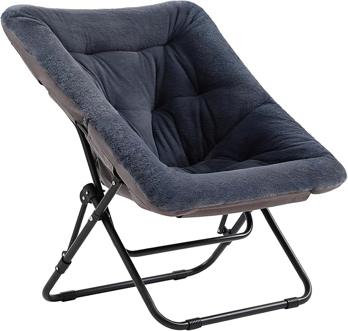 Tiita Comfy Folded Chair, Soft Faux Fur Oversized Folding Accent Chair by TiitaHome