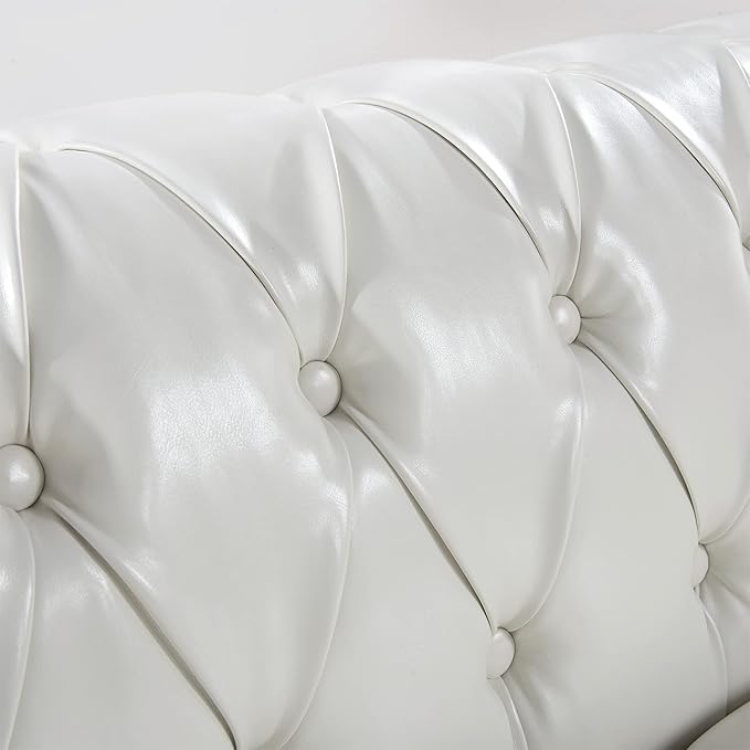 LEVNARY Chesterfield Sofa, Classic Tufted Upholstered Leather Couch, Modern 3 - Image 6