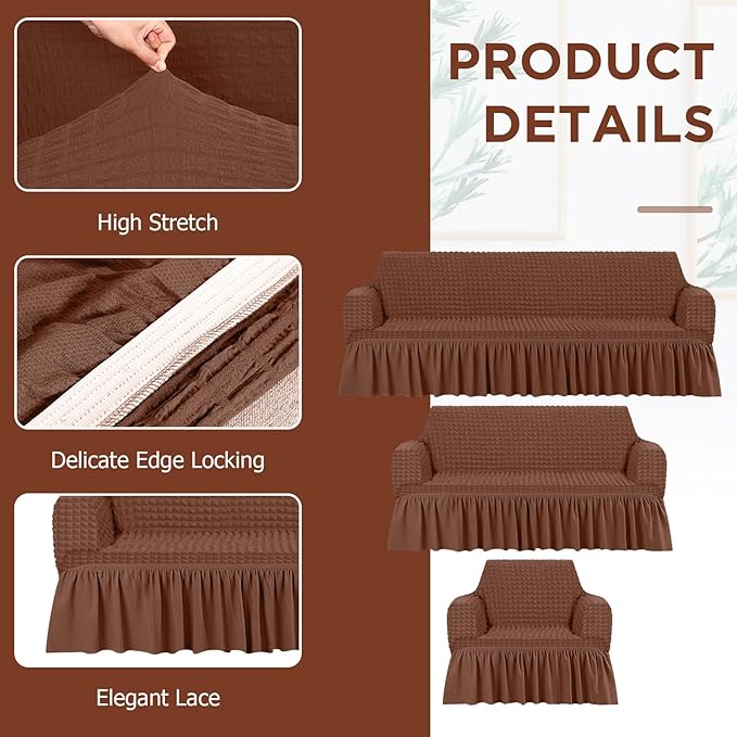 Fanfanwin 3 Pcs Sofa Slipcover Set - Image 3