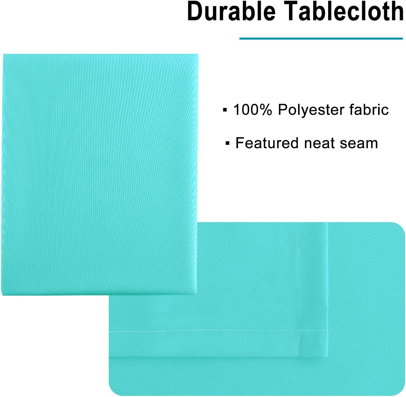 Hiasan Solid Rectangle Tablecloth Aqua - Waterproof Washable Oblong Fabric Table Cloth for Dining Room Kitchen and Outdoor Use, 60 x 140 Inch