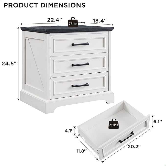 ACCOHOHO Farmhouse Nightstand - Image 2