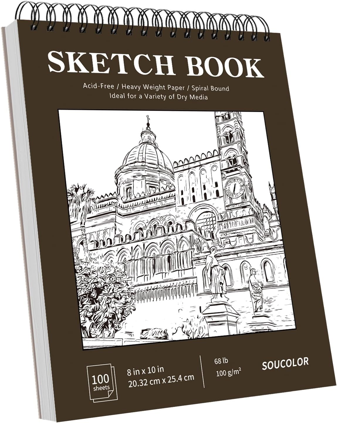 Soucolor 8" x 10" Blank Spiral Notebook| 100 Sheets 68lb/100gsm| Classroom Must Haves Supplies, Back to School Supplies for Teachers & Students| Small Sketchbook Drawing Paper for Kids and Adults