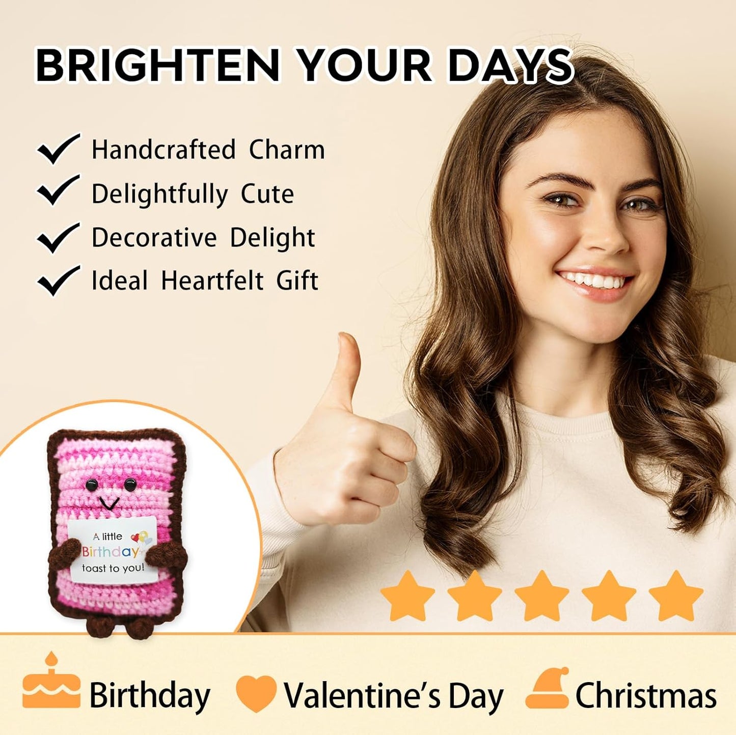 Handmade Crochet Toast Bread-Adorable Gift for Food Lovers!Birthday Present for Bakers & Breakfast Enthusiasts,Cozy Emotional Support Gift,Custom Crochet Doll for Men and Women Who Love Bread