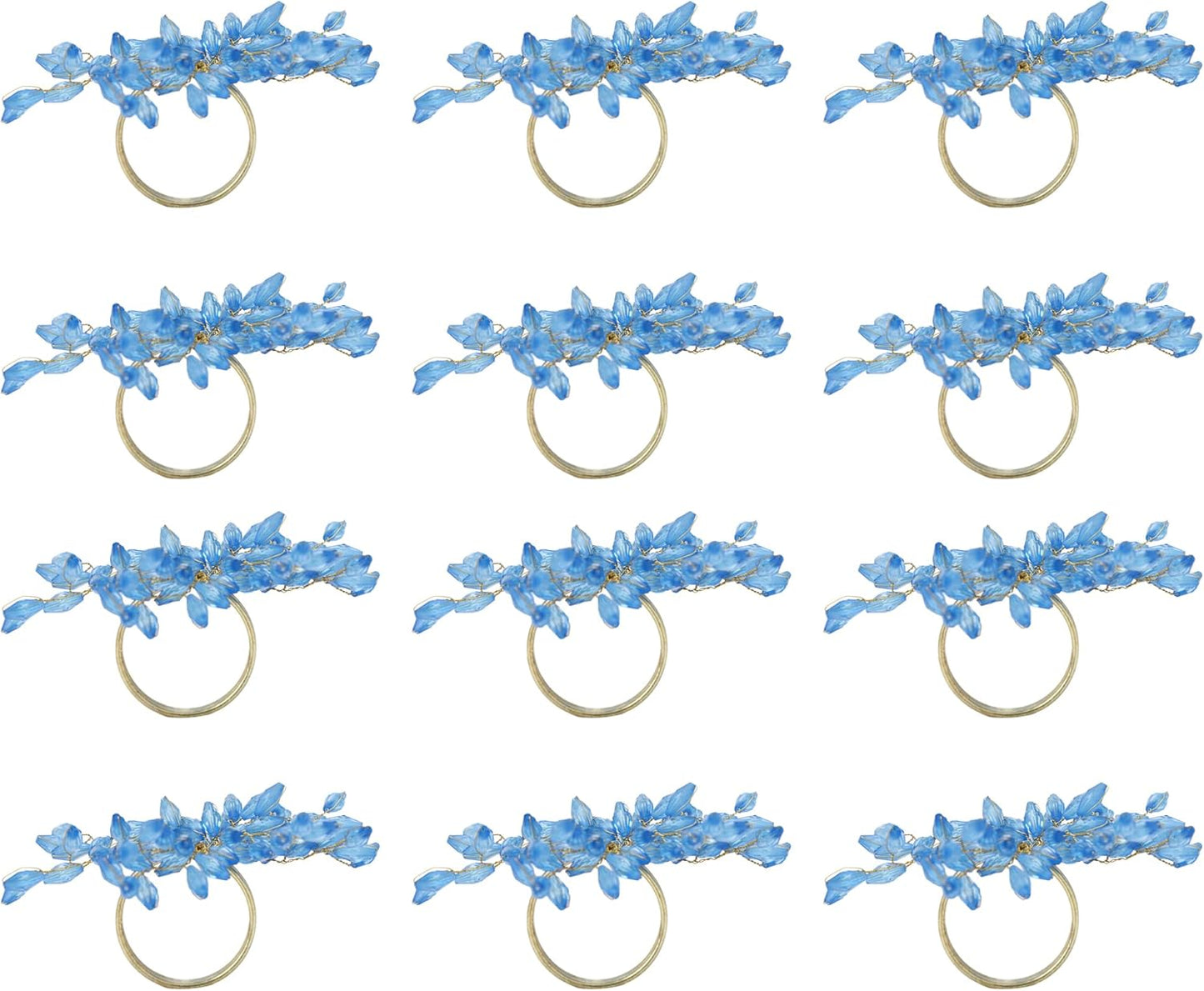 Napkin Rings Set of 6 for Dining Table Decoration Parties Everyday Metal Napkin Holder Leaf Turquoise (Pack of 6)