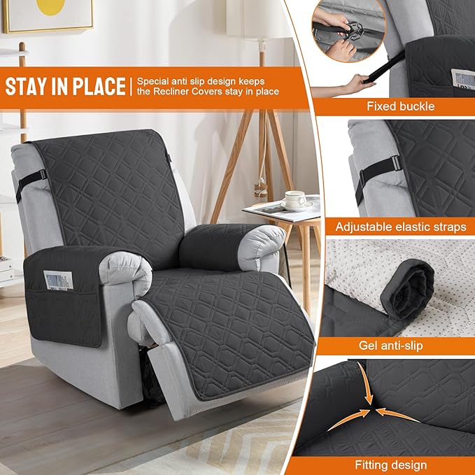 VANSOFY 100% Waterproof Recliner Chair Covers, Recliner Cover Non-Slip Dog - Image 3